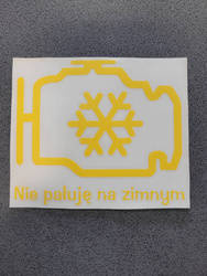 Naklejka NIE PAŁUJE NA ZIMNYM 15 cm ŻÓŁTA