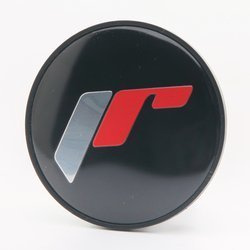 Cap Sticker - Black + Silver/Red Letters - 56mm