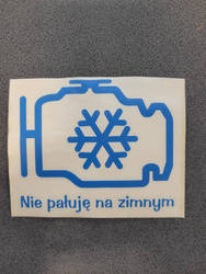 Naklejka NIE PAŁUJE NA ZIMNYM 15 cm niebieska