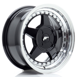 Felga aluminiowa 15" Japan Racing JR6 15x7 ET20-35 4H BLANK Gloss Black w/Machined Lip