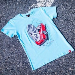 JR Men's T-Shirt JR-11 Car Turquoise Size S